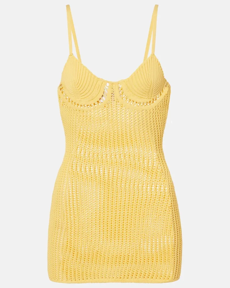 ATTICO Minikleid aus Häkelstrick Gelb