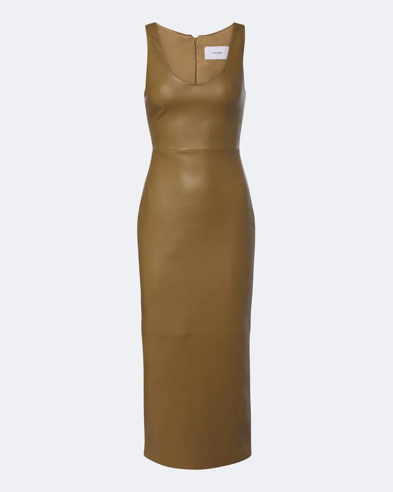 Alex Perry Midikleid aus Leder Grün