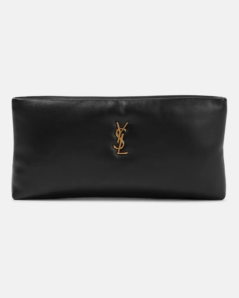 Saint Laurent Clutch Calypso aus Leder Schwarz