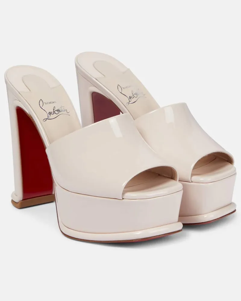 Christian Louboutin Plateau-Pantoletten Amali Alta aus Lackleder Weiß