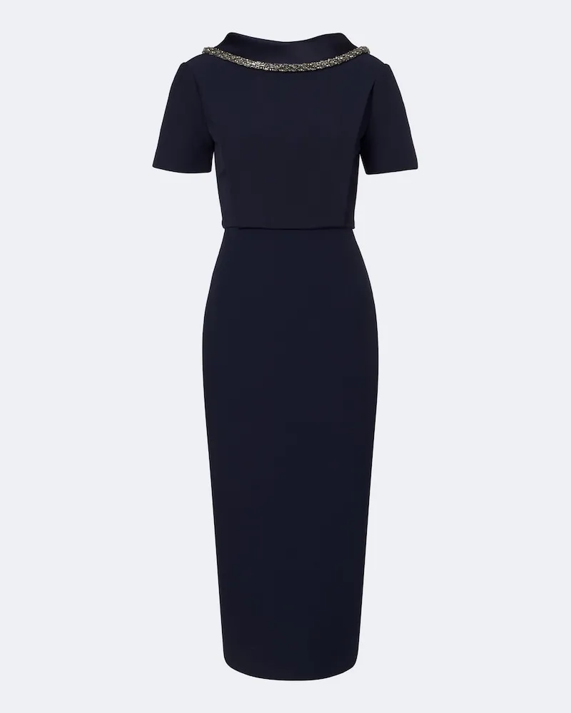 Roland Mouret Verziertes Midikleid aus Crêpe Blau