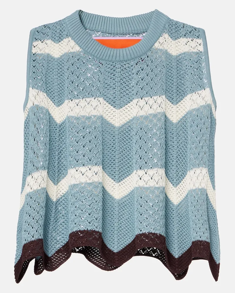 La DoubleJ Cropped-Top aus Häkelstrick Blau