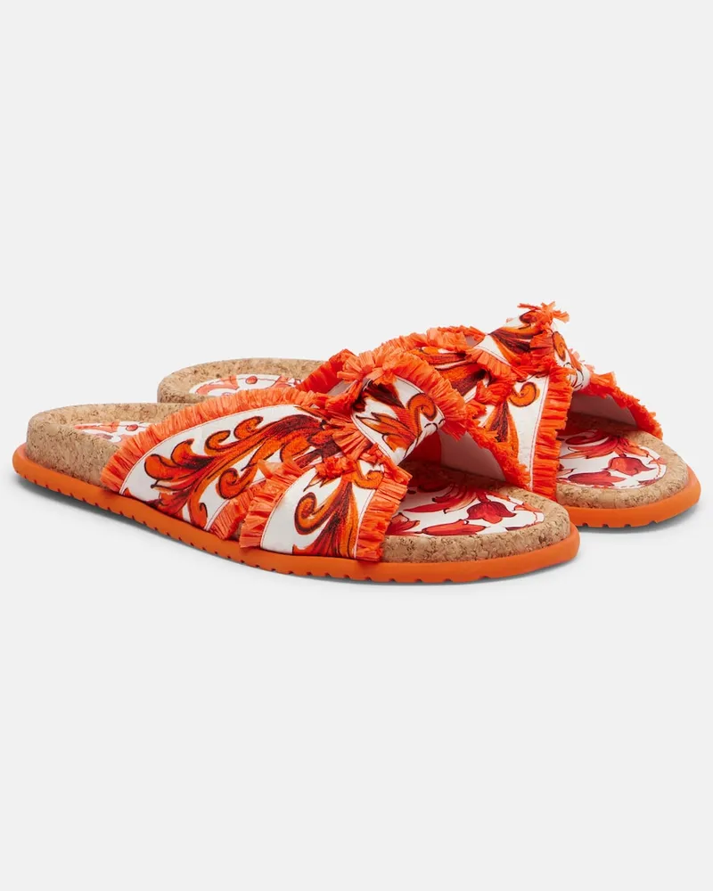 Dolce & Gabbana Pantoletten Majolica aus Brokat Orange