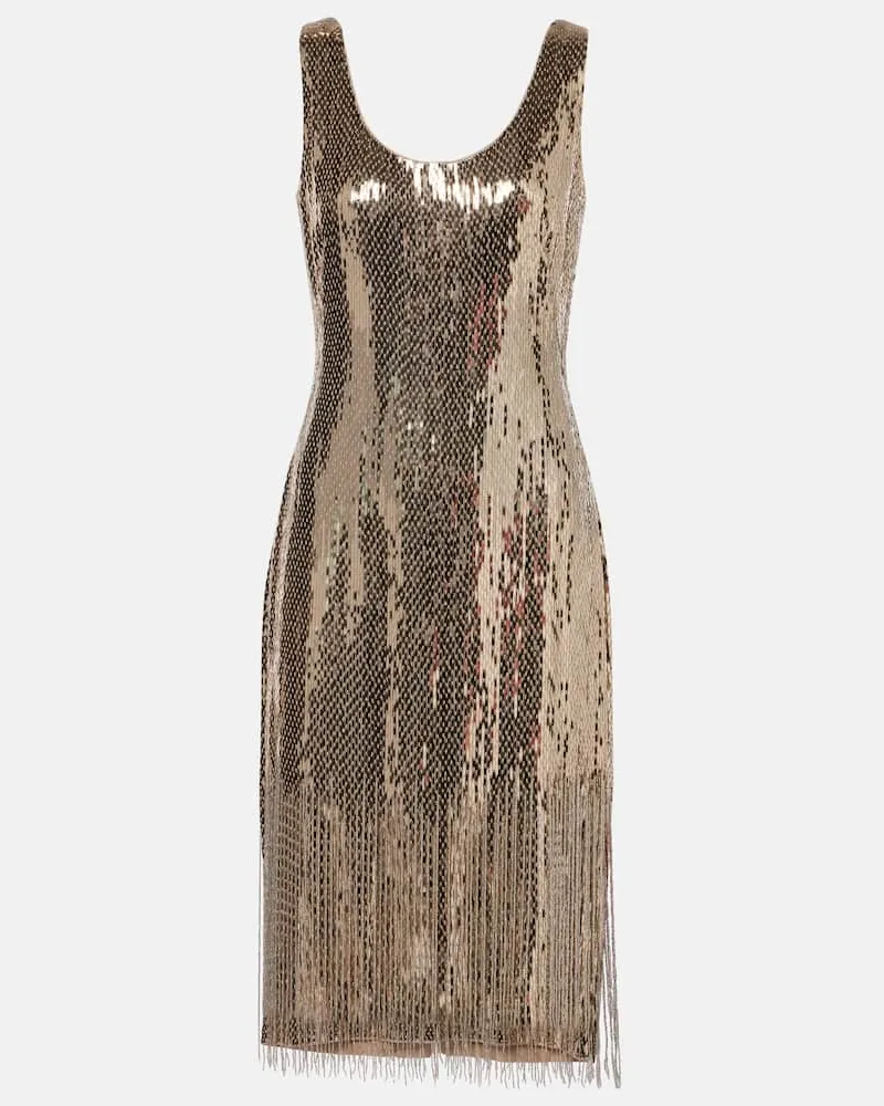 Ralph Lauren Midikleid Dolley aus Seide mit Pailletten Metallic