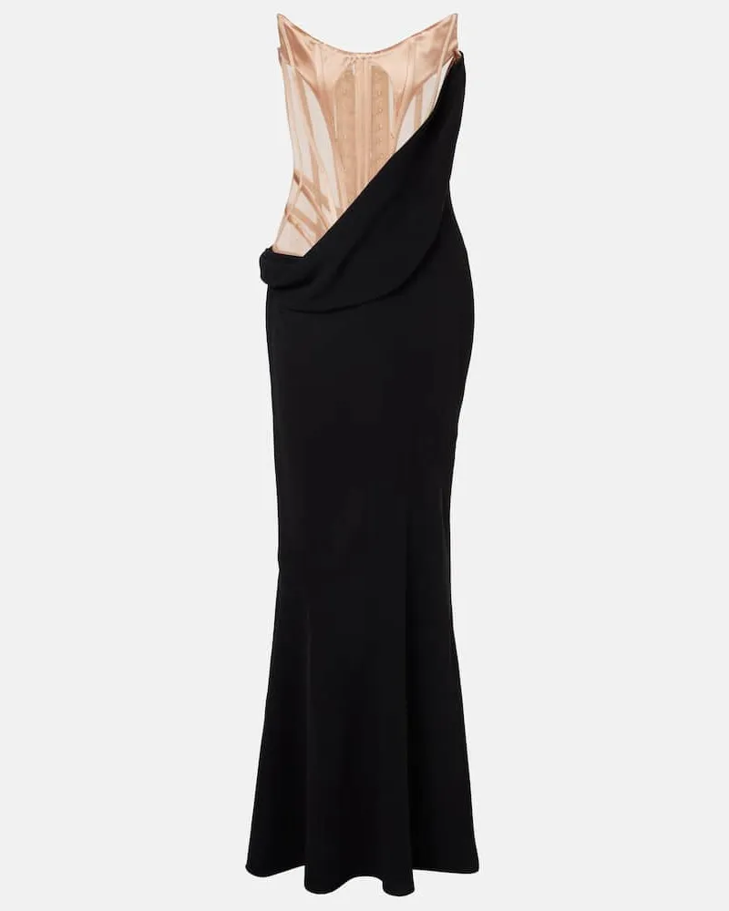 Thierry Mugler Robe aus Samt und Mesh Schwarz