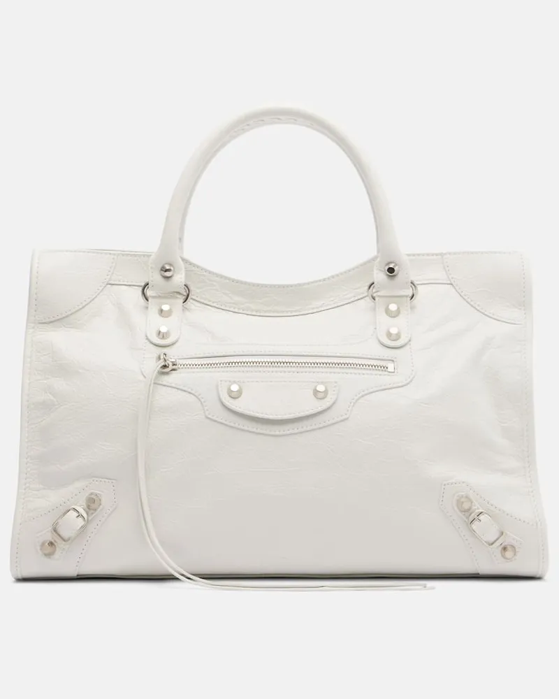 Balenciaga Tote Bag Le City Medium aus Leder Weiß