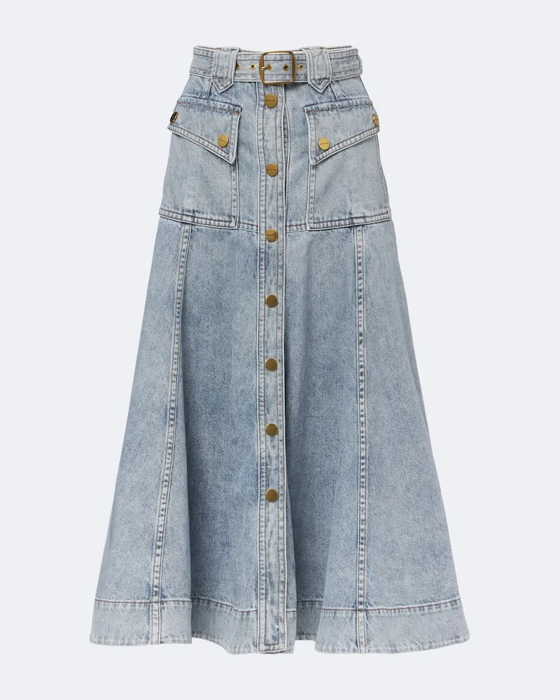 Zimmermann Midirock aus Denim Blau