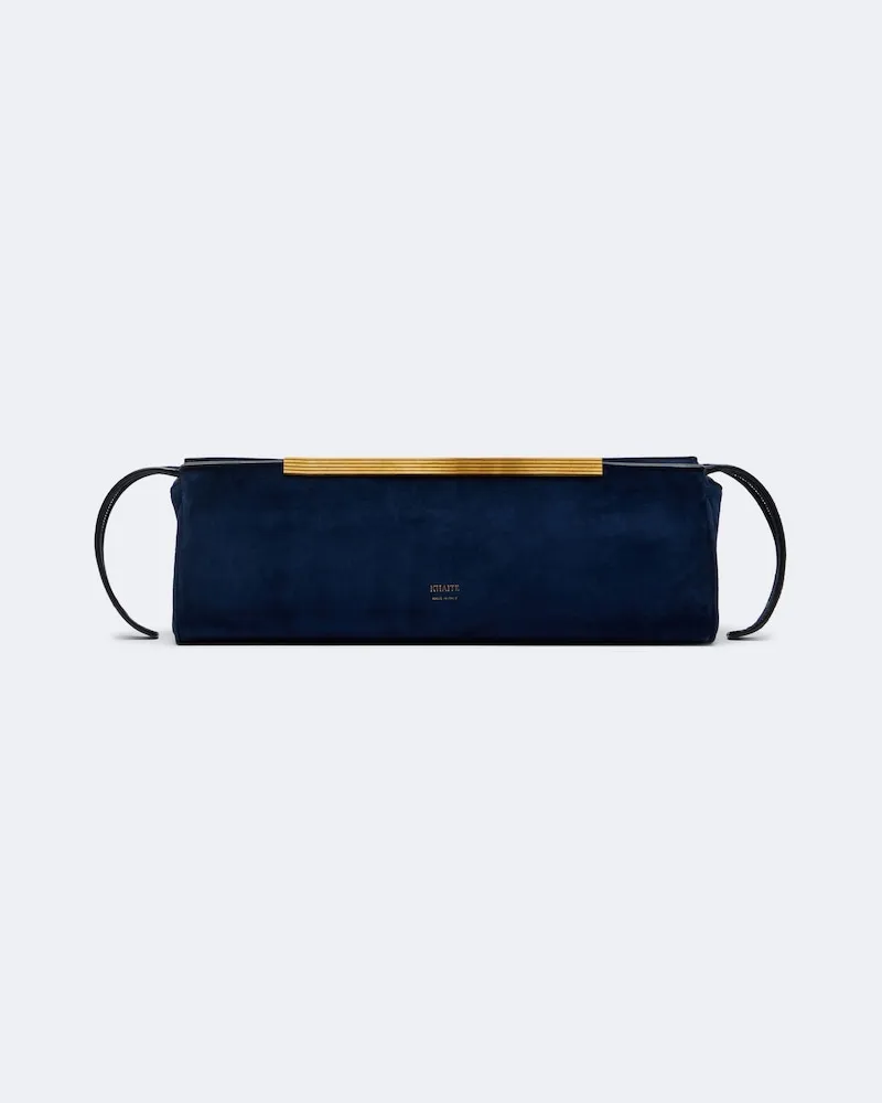 KHAITE Clutch Donna aus Veloursleder Blau