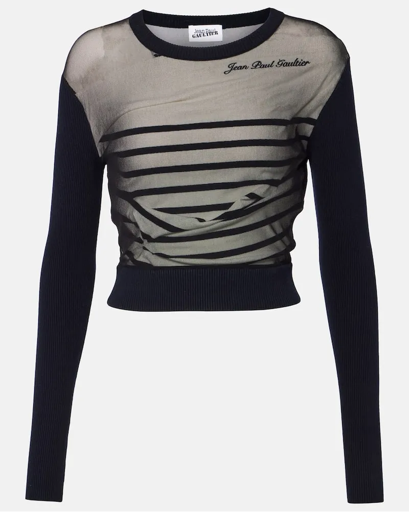 Jean Paul Gaultier Top The Marinière aus Jersey und Tüll Blau
