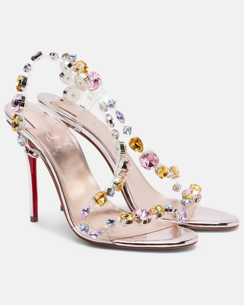 Christian Louboutin Sandalen Rosa Z 100 aus Leder Silber