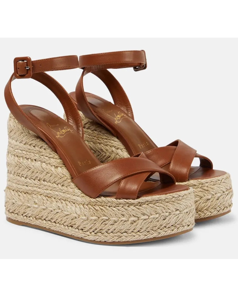 Christian Louboutin Espadrille-Sandalen Mariza Zeppa aus Leder Braun