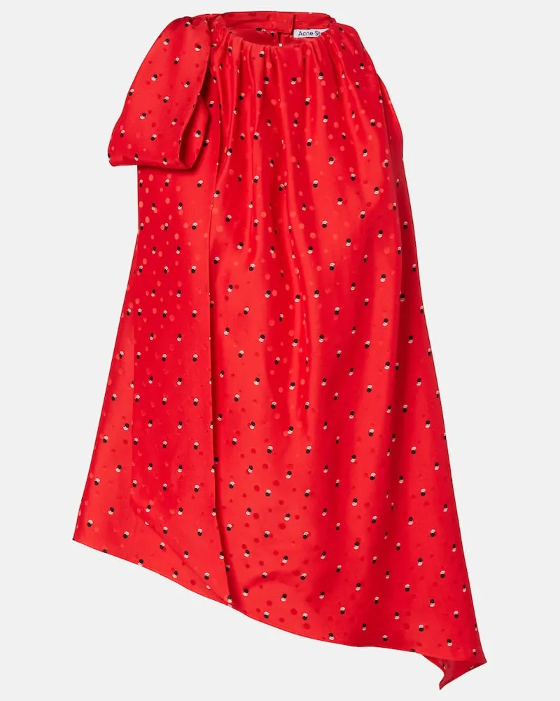 Acne Studios Bedrucktes Top Sombana aus Seide Rot