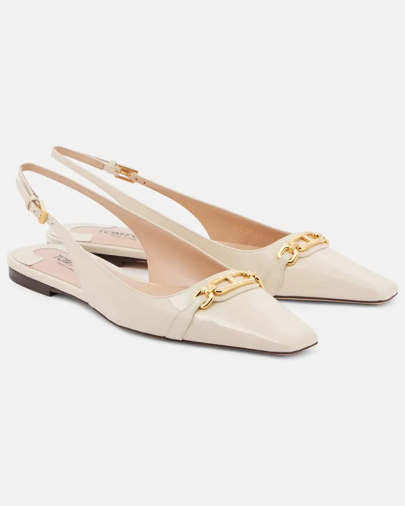 Tom Ford Slingback-Ballerinas aus Lackleder Weiß
