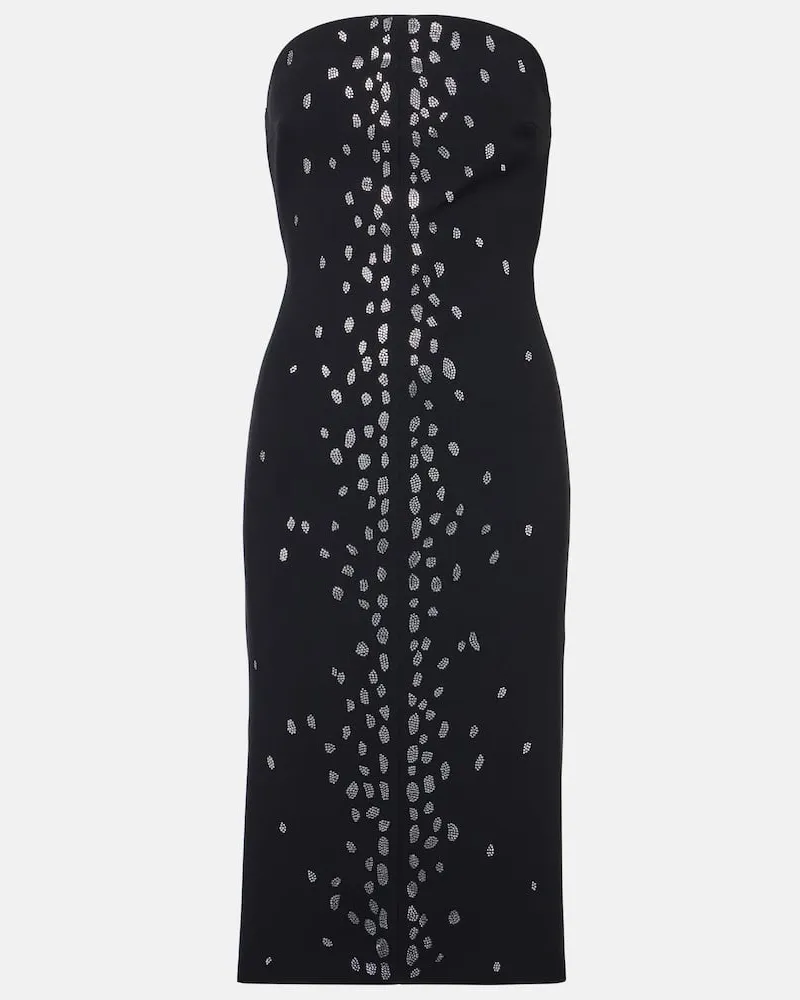 David Koma Midikleid mit Kristallen Schwarz
