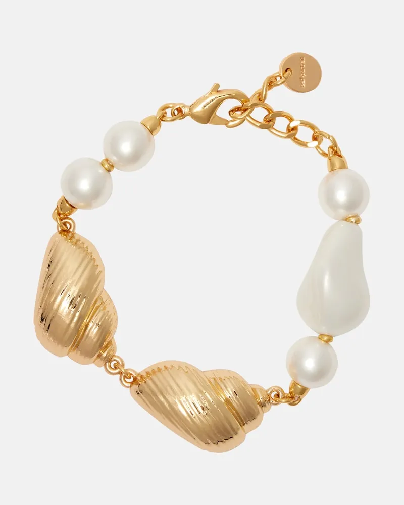 Self-Portrait Armband mit Zierperlen Gold