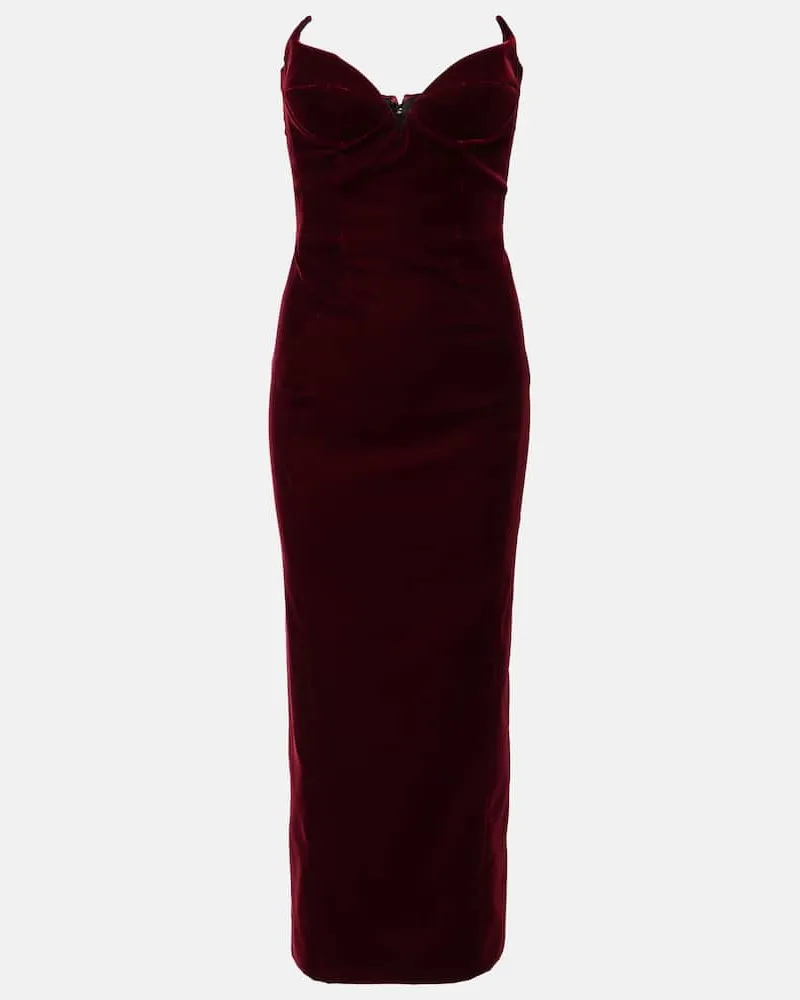 Thierry Mugler Bustier-Kleid Signature aus Samt Burgund
