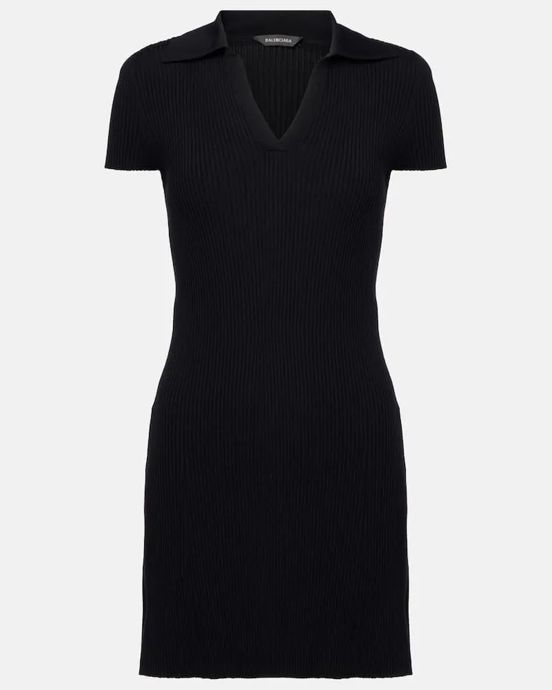 Balenciaga Polokleid aus einem Wollgemisch Schwarz