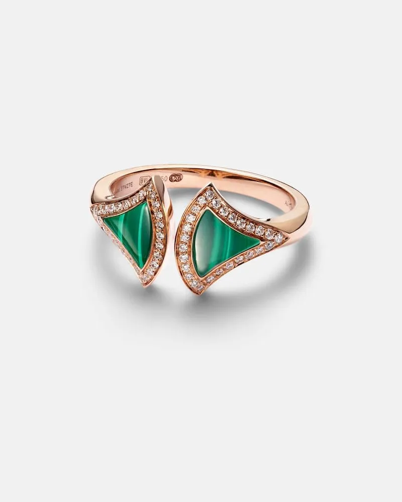 Bulgari Ring Divas' Dream aus 18kt Roségold mit Diamanten und Malachit Gold