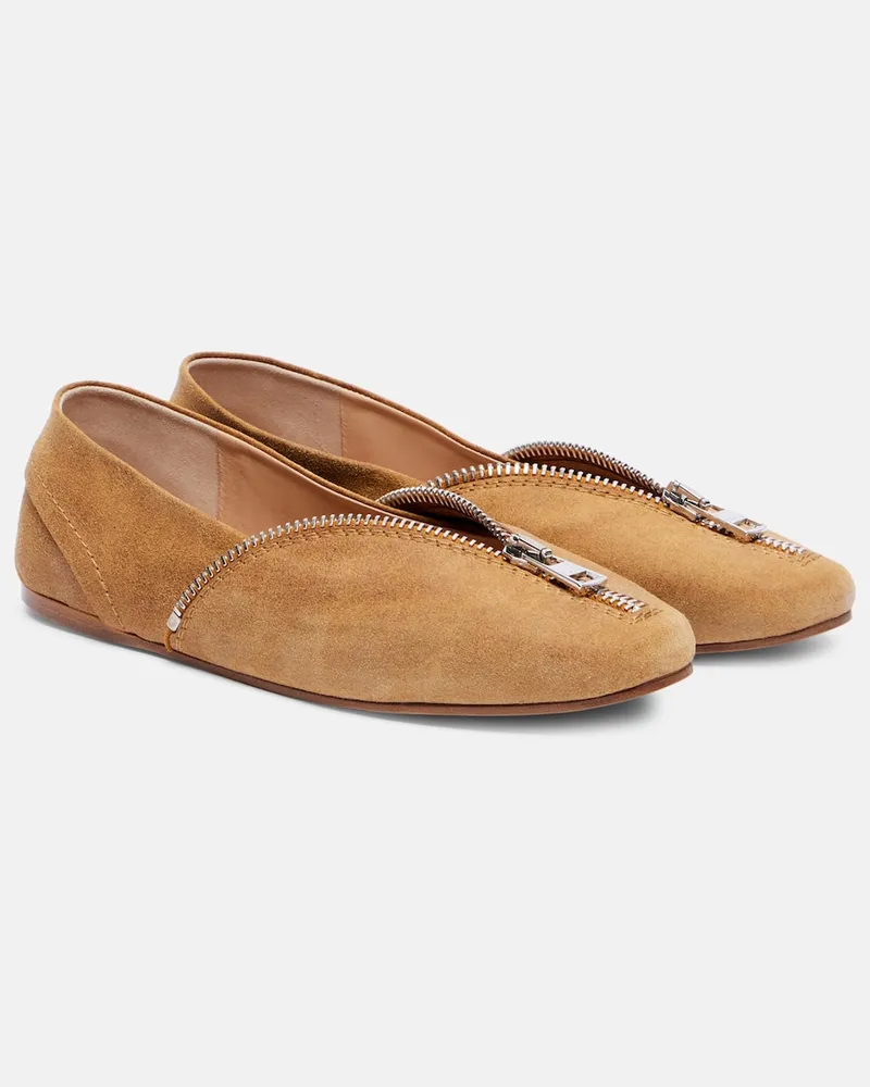 J.W.Anderson Ballerinas Biker aus Veloursleder Braun