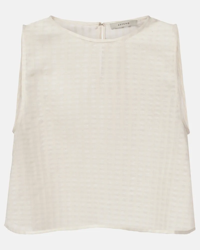 ASCENO Cropped-Top Kobe aus Baumwolle und Leinen Weiß