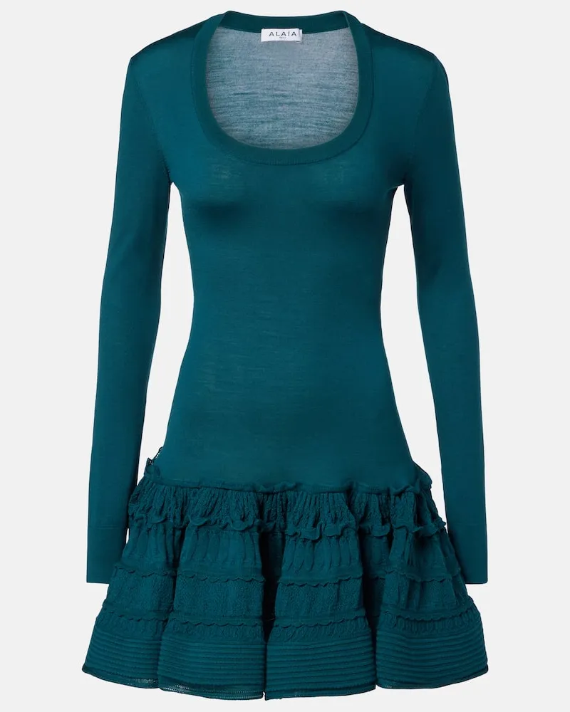 Alaïa Alaïa Minikleid aus einem Wollgemisch Grün