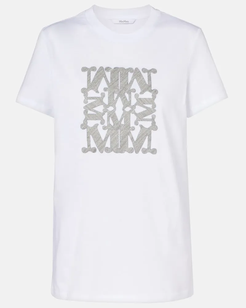 Max Mara Bedrucktes T-Shirt Bravo aus Baumwolle Weiß