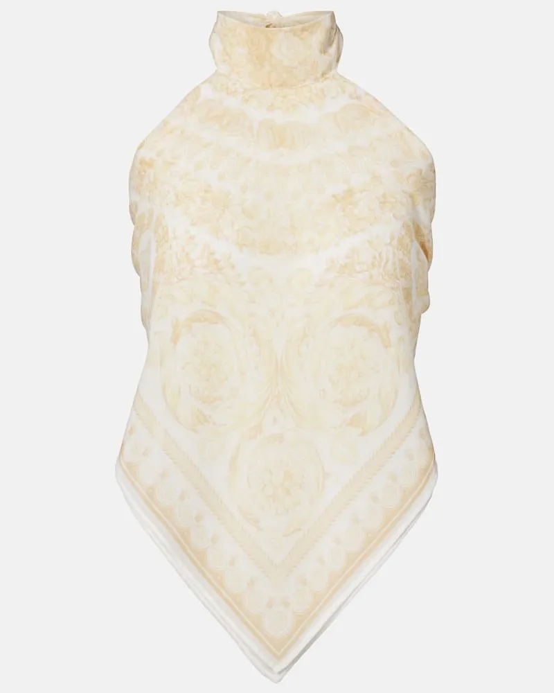 Versace Bedrucktes Top aus Georgette Gold