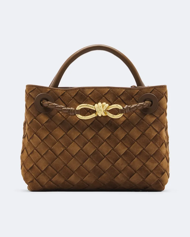 Bottega Veneta Henkeltasche Andiamo Mini aus Veloursleder Braun