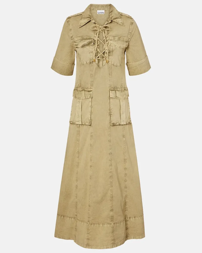 Ganni Maxikleid aus Denim Grün