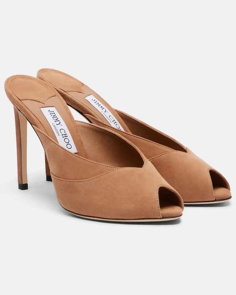 Jimmy Choo Mules Brigitte aus Veloursleder Beige
