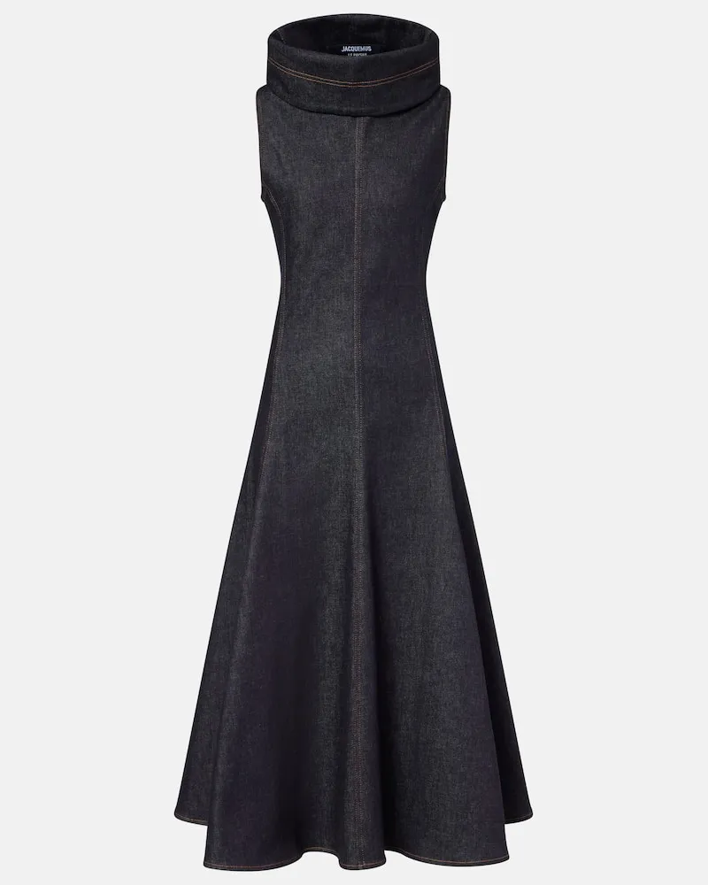Jacquemus Midikleid aus Denim Blau