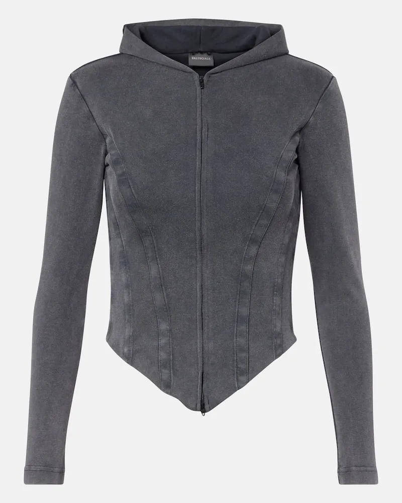 Balenciaga Kapuzenjacke aus Baumwoll-Jersey Grau
