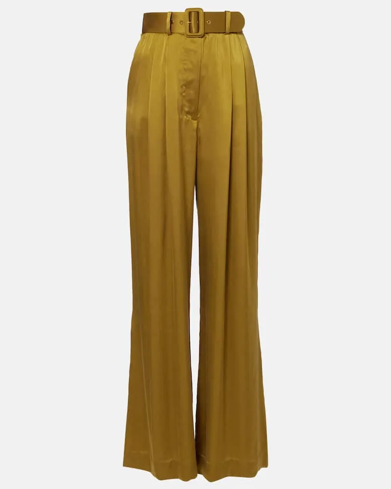 Zimmermann Weite Hose aus Seidensatin Grün