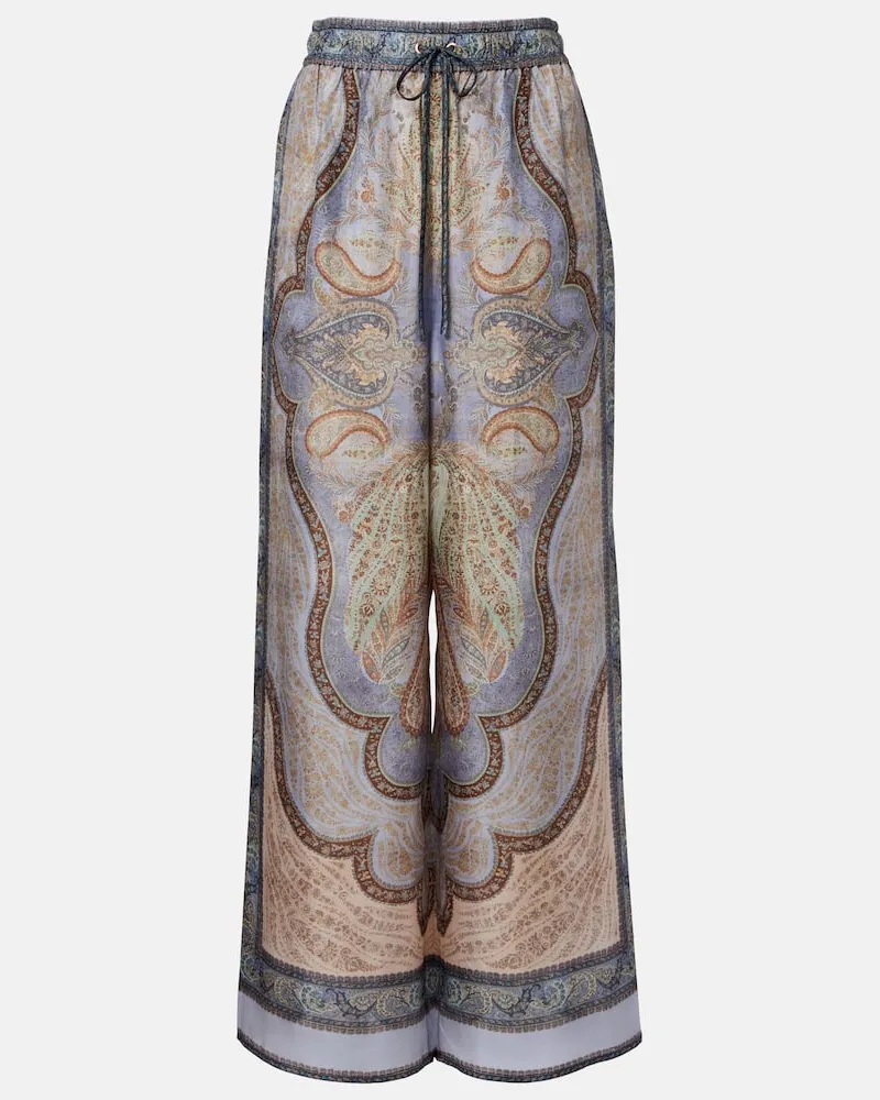 Zimmermann Weite Hose Wanderlust aus Seide Multicolor