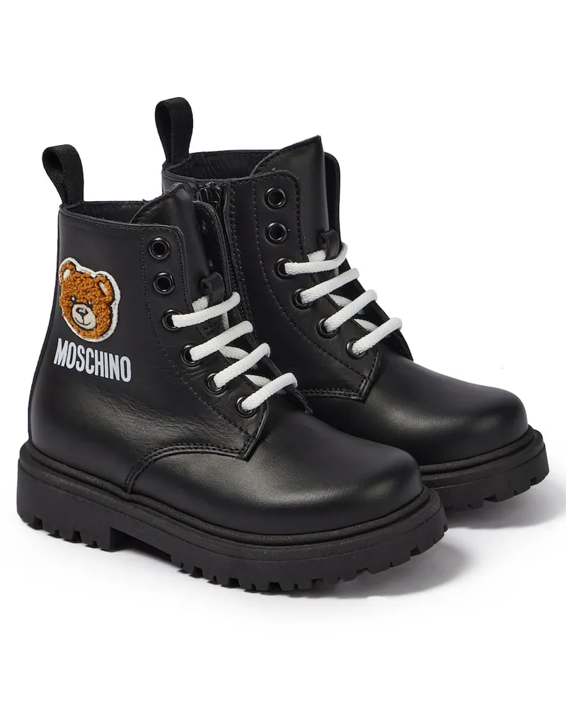Moschino SchnÃ¼rstiefel Teddy aus Leder Schwarz
