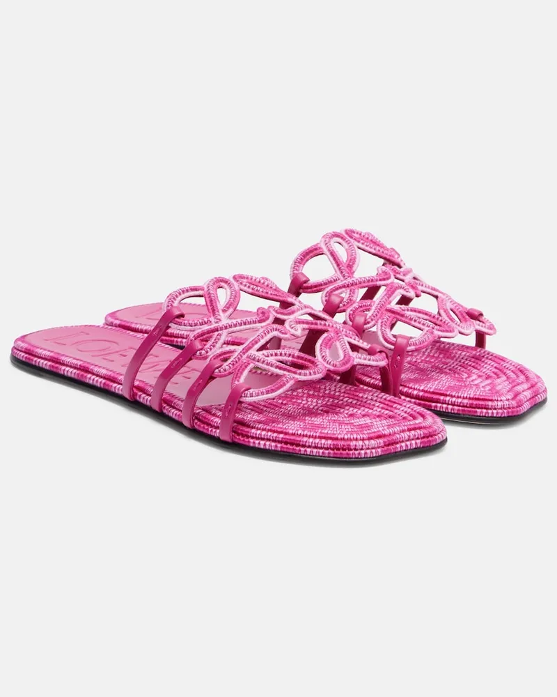 Loewe Paula's Ibiza Pantoletten Petal Anagram aus Canvas Rosa