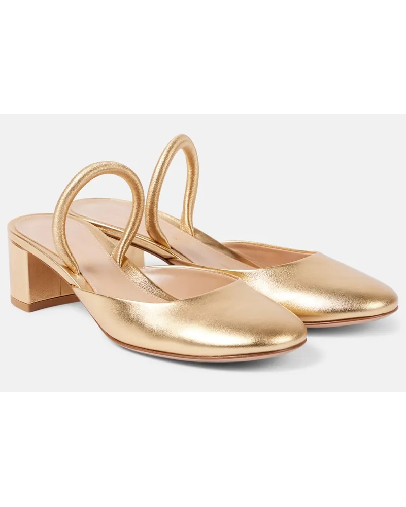 Gianvito Rossi Mules Tivoli 45 aus Metallic-Leder Gold