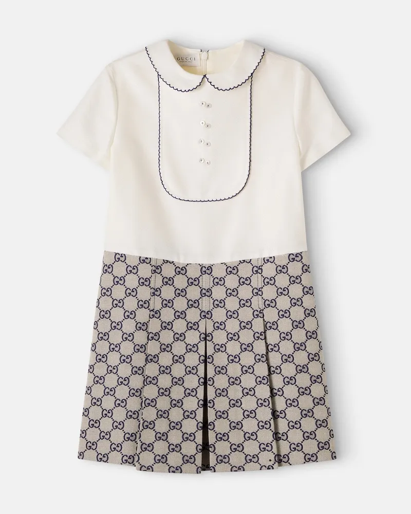 Gucci Bedrucktes Kleid GG aus Baumwoll-Canvas Multicolor