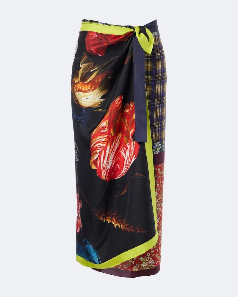 Dries van Noten Bedruckter Wickelrock aus Seide Multicolor