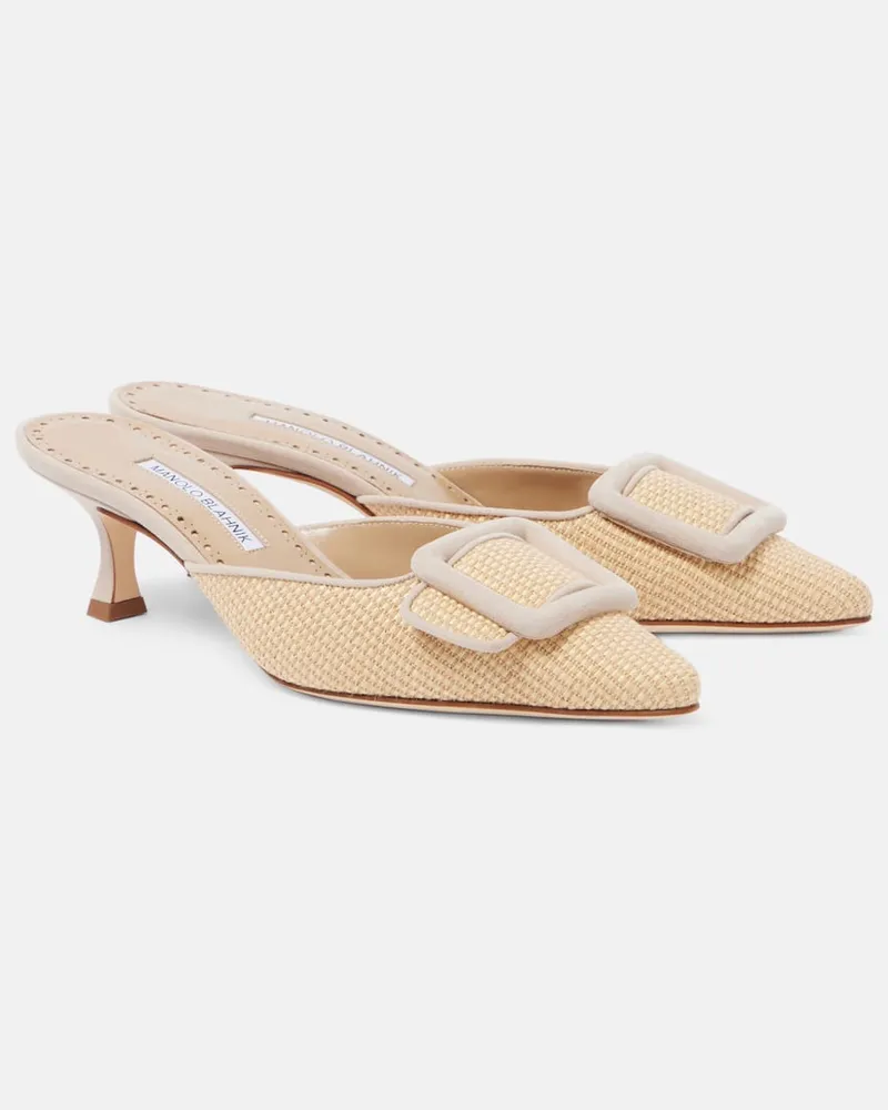 Manolo Blahnik Mules Maysale 50 aus Raffiabast Beige