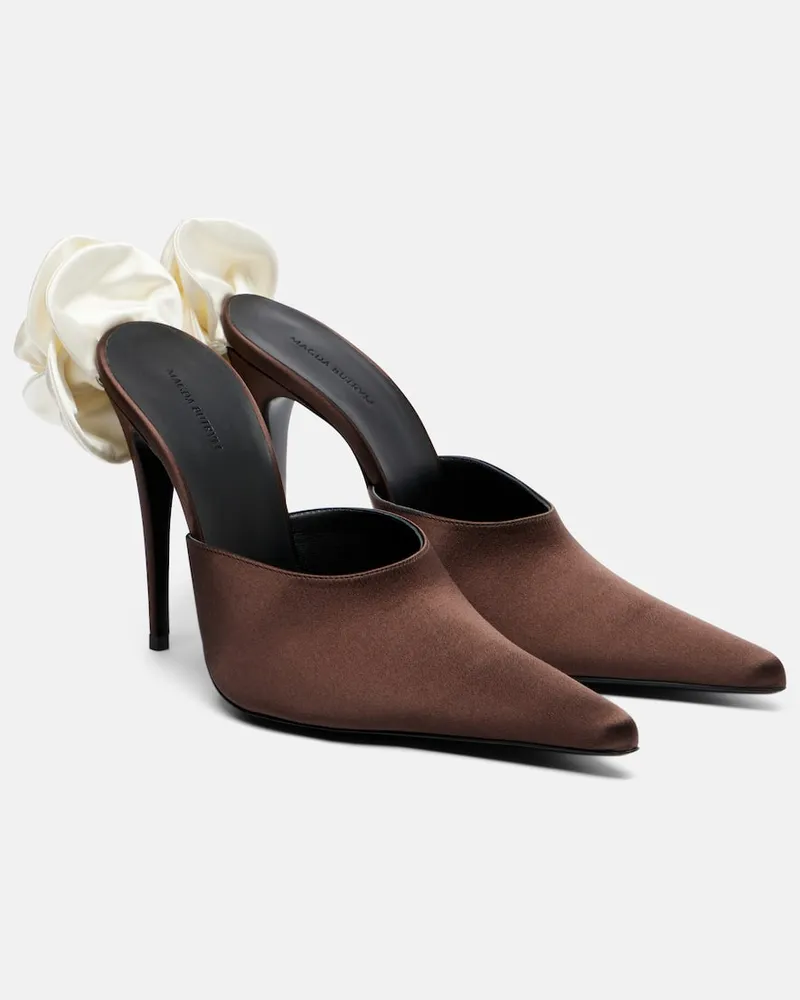 Magda Butrym Verzierte Mules aus Satin Braun