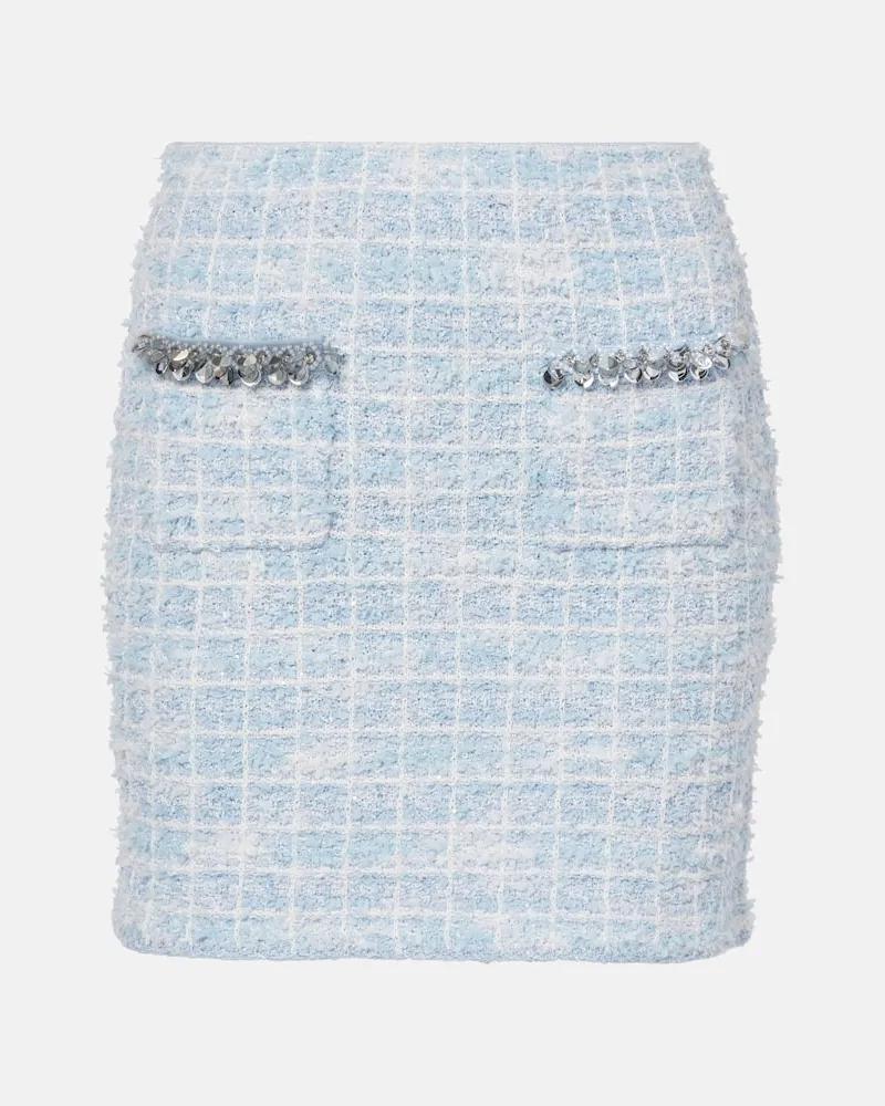 Self-Portrait Verzierter Minirock aus Tweed Blau