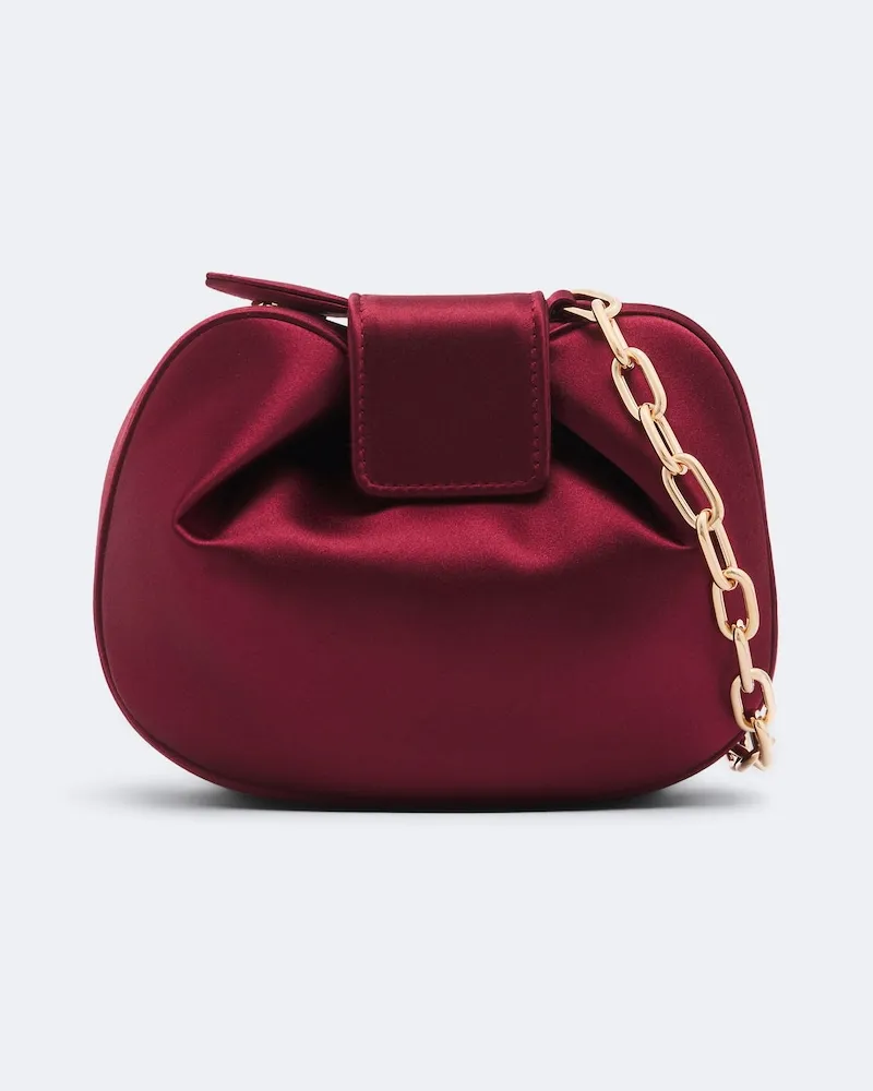 Gabriela Hearst Clutch Soft Demi aus Satin Burgunderrot