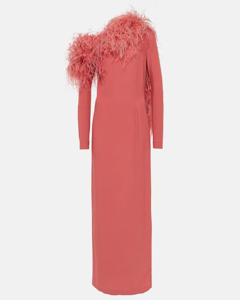 Taller Marmo Robe Garbo mit Federn Rosa