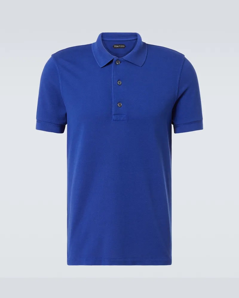 Tom Ford Polohemd aus Piqué Blau