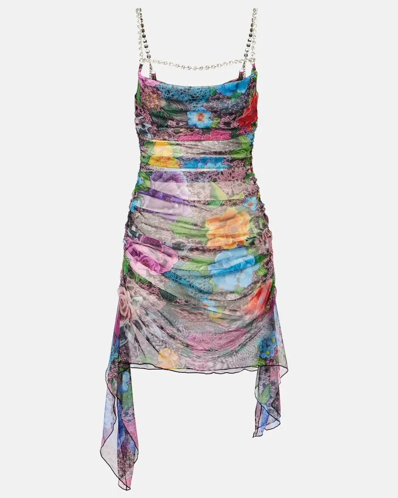 Area Minikleid aus Tüll mit Kristallen Multicolor