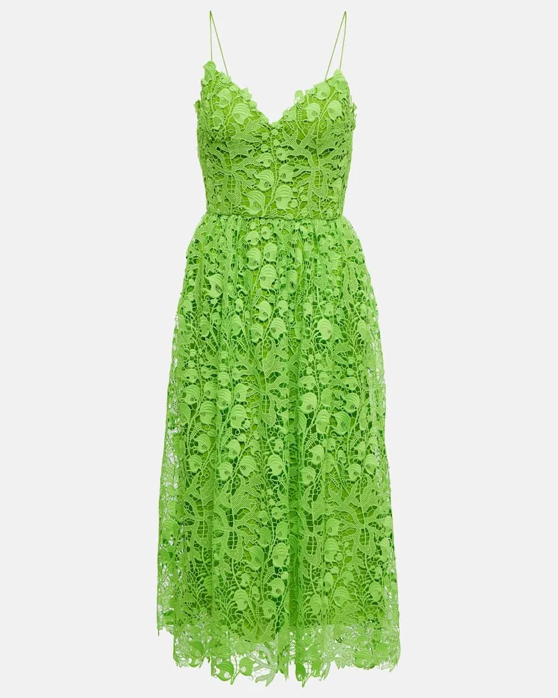 Monique Lhuillier Midikleid aus Spitze Grün
