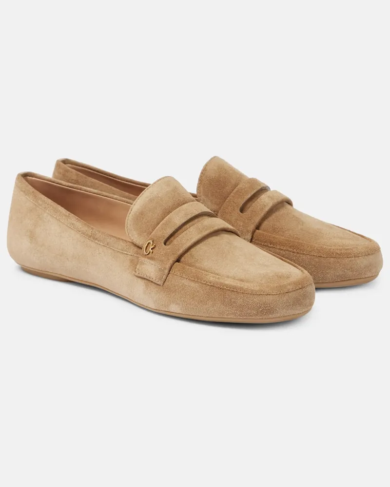 Gianvito Rossi Loafers Giorgia aus Veloursleder Beige