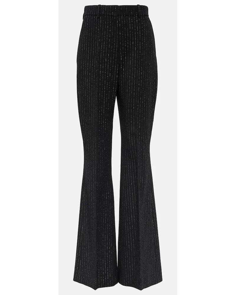 Balmain Schlaghose aus einem Wollgemisch Schwarz