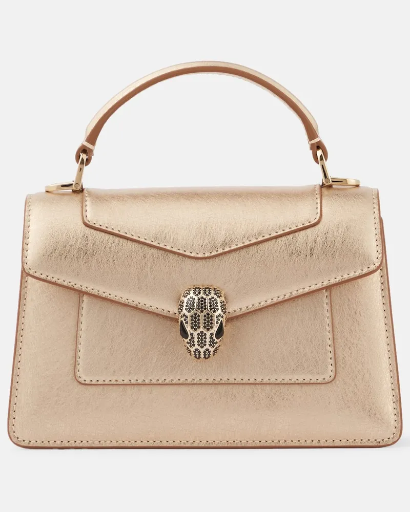 Bulgari Tote Bag Serpenti Forever Mini aus Metallic-Leder Gold